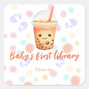 Adesivo Quadrado chá de bolhas cu-tea - primeira biblioteca do bebê