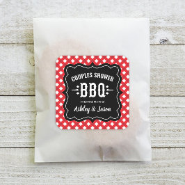 Adesivo Quadrado Chá de Casais de Casamento de CHURRASCO Rustic Red