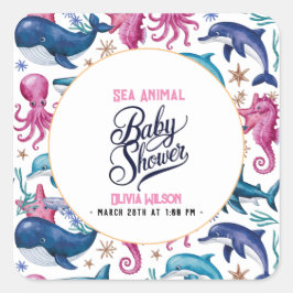 Adesivo Quadrado Chá de fraldas6 moderno elegante de aquarela