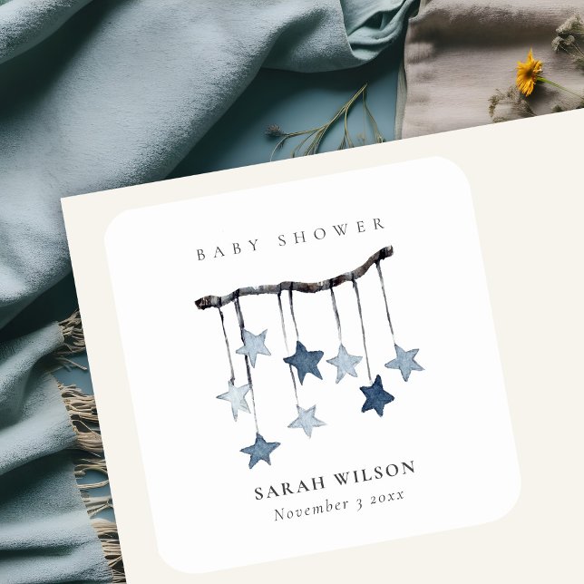 Adesivo Quadrado Chá de fraldas Aqua Blue Star para Portáteis (Criador carregado)