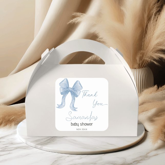 Adesivo Quadrado Chá de fraldas Arco Azul Da Aquarela - Obrigado (Criador carregado)