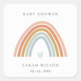 Adesivo Quadrado Chá de fraldas Arco-Íris Azul Esmagado Elegante