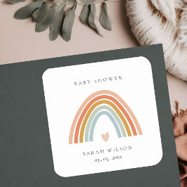 Adesivo Quadrado Chá de fraldas Arco-Íris Azul Esmagado Elegante