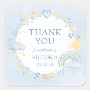 Adesivo Quadrado Chá de fraldas Arco-Íris de Cotovelo