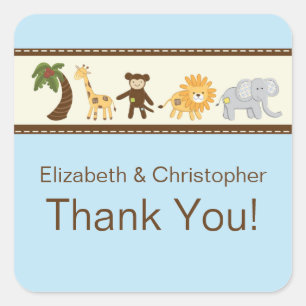 Adesivo Quadrado Chá de fraldas Azul Selgle Safari