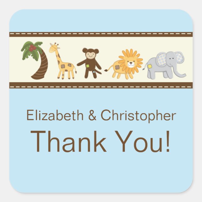 Adesivo Quadrado Chá de fraldas Azul Selgle Safari (Frente)