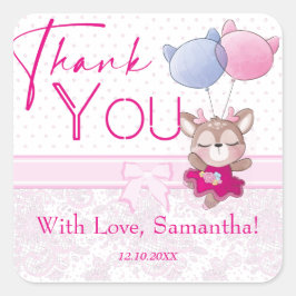 Adesivo Quadrado Chá de fraldas. Bebê Rosa Veado