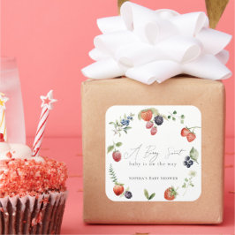 Adesivo Quadrado Chá de fraldas Berry Sweet