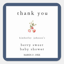 Adesivo Quadrado Chá de fraldas Berry Sweet Strawberry Girl