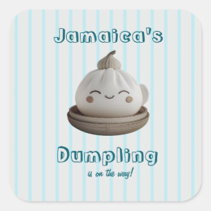 Adesivo Quadrado Chá de fraldas Blue Little Dumpling Boy