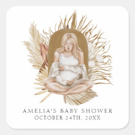 Adesivo Quadrado Chá de fraldas Boho Florals