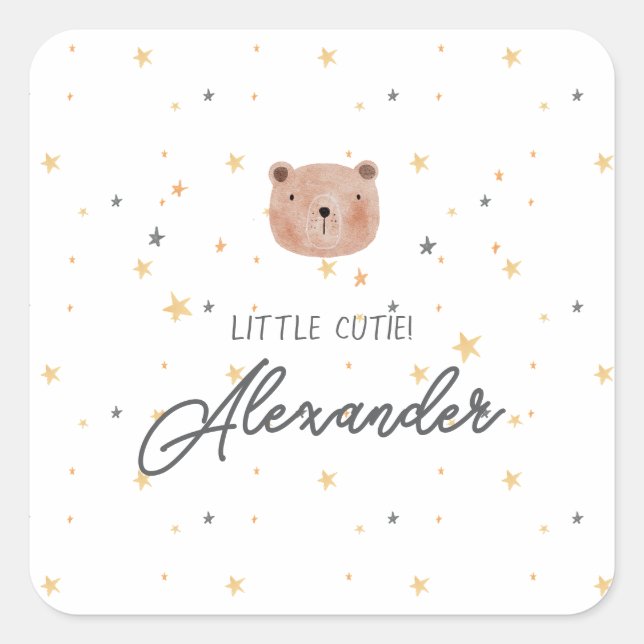 Adesivo Quadrado Chá de fraldas branco e castanho de aquarela (Frente)