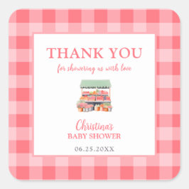 Adesivo Quadrado Chá de fraldas Crescido Localmente Obrigado