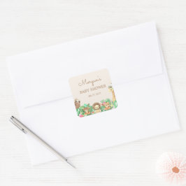 Adesivo Quadrado Chá de fraldas Cute Safari