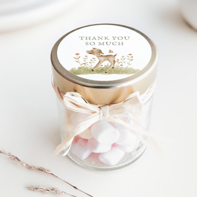 Adesivo Quadrado Chá de fraldas Da Floresta Woodland Obrigado (Criador carregado)