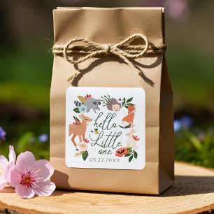 Adesivo Quadrado Chá de fraldas de Animais da Floresta da Floresta