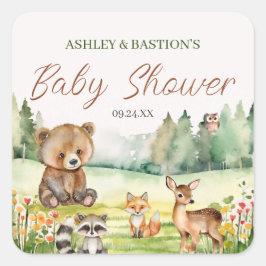 Adesivo Quadrado Chá de fraldas De Animais De Floresta Neutral Cuta