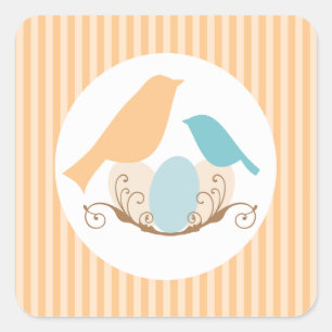 Adesivo Quadrado Chá de fraldas de Aqua e Aves Amarelas