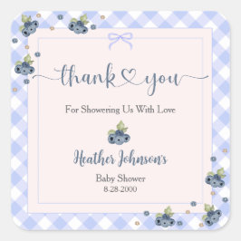 Adesivo Quadrado Chá de fraldas de Bebê- Blueberry Berry