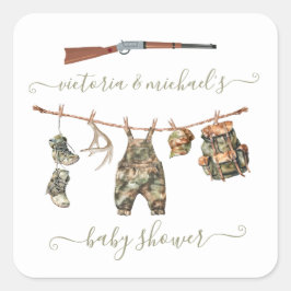 Adesivo Quadrado Chá de fraldas de Caça Camo Boy