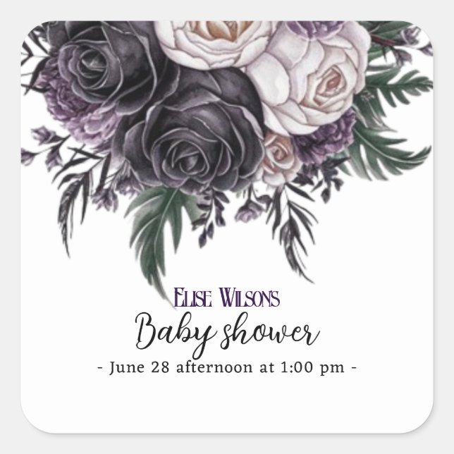 Adesivo Quadrado Chá de fraldas de cupcake de aquarela moderna2 (Frente)