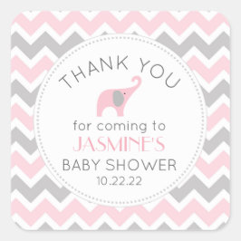 Adesivo Quadrado Chá de fraldas de Elefante Rosa