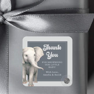 Adesivo Quadrado Chá de fraldas de elefante Safari