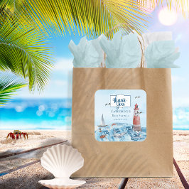 Adesivo Quadrado Chá de fraldas De Farol Obrigado