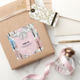 Adesivo Quadrado Chá de fraldas de Flocos de Neve da Floresta de In