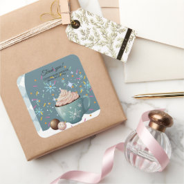 Adesivo Quadrado Chá de fraldas de flocos de neve de inverno de cac