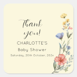 Adesivo Quadrado Chá de fraldas de flor selvagem