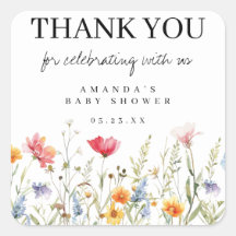 Chá de fraldas De Flor Selvagem Obrigado