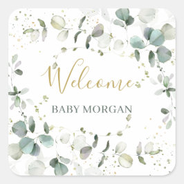 Adesivo Quadrado Chá de fraldas de Foliage Eucalyptus