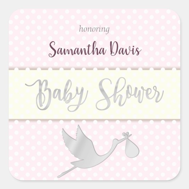 Adesivo Quadrado Chá de fraldas de Garota do Silver Storey (Frente)