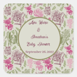 Adesivo Quadrado Chá de fraldas de Garota Eucalyptus de Peony Botân