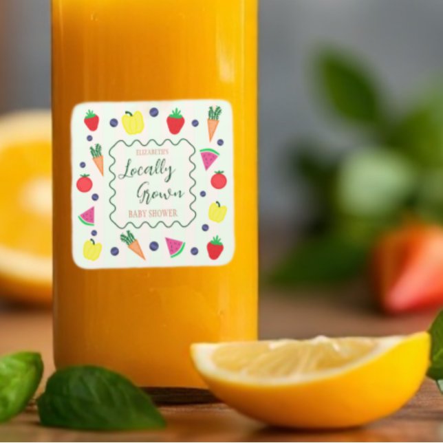 Adesivo Quadrado Chá de fraldas de mercado do agricultor com cresci (Criador carregado)