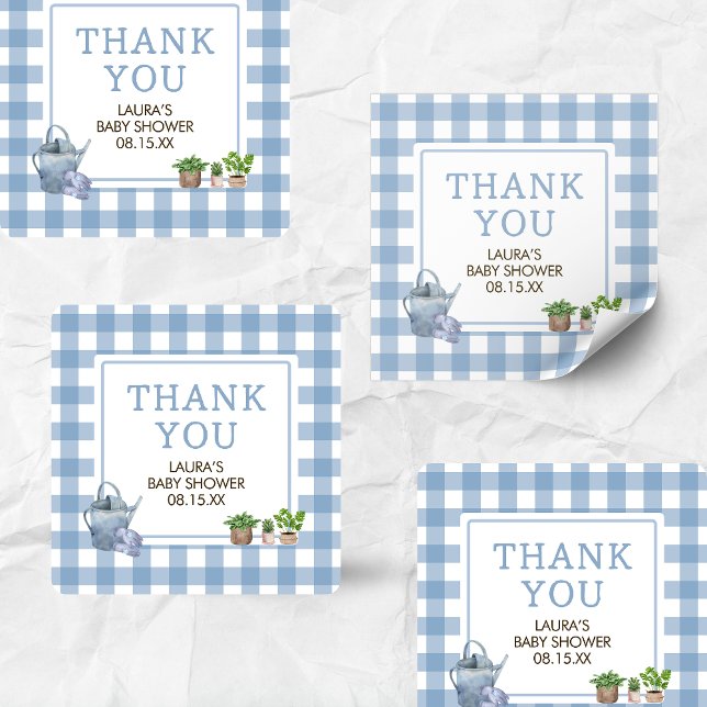 Adesivo Quadrado Chá de fraldas de Mercado para Agricultores Cultiv (Blue Farmers Market Locally Grown Baby Shower Square Sticker)