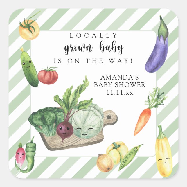 Adesivo Quadrado Chá de fraldas De Mercado Para Criadores De Bebês  (Frente)