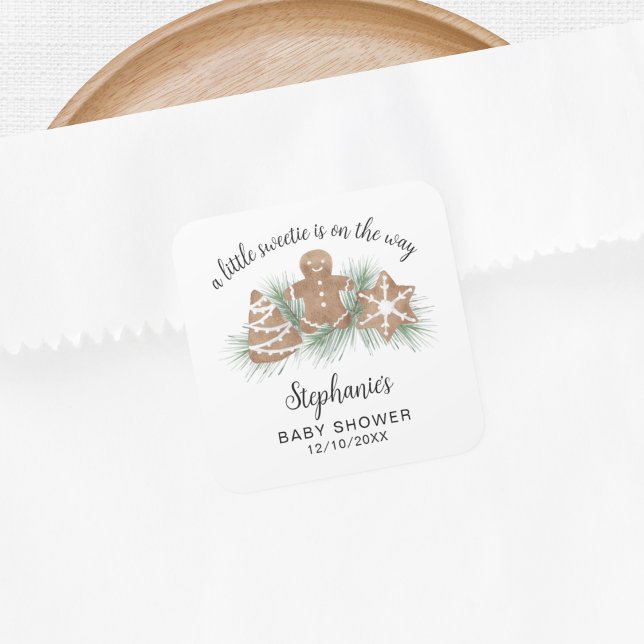 Adesivo Quadrado Chá de fraldas de Natal (Criador carregado)