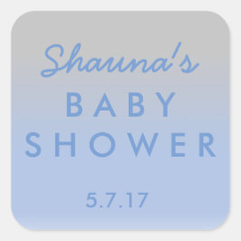 Adesivo Quadrado Chá de fraldas de Ombre Azul e Silver