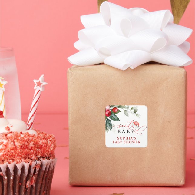 Adesivo Quadrado Chá de fraldas de Papais noeis de Natal (Festa)