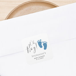 Adesivo Quadrado Chá de fraldas de Pés Azuis