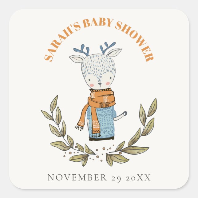 Adesivo Quadrado Chá de fraldas de pinheiro de inverno de Leaf feto (Frente)