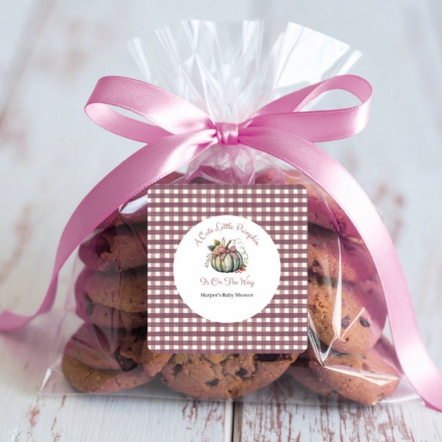 Adesivo Quadrado Chá de fraldas de Pumpkin de Pumpkin Verde e Pumpk (Criador carregado)