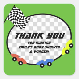 Adesivo Quadrado Chá de fraldas de Tempo de Raça