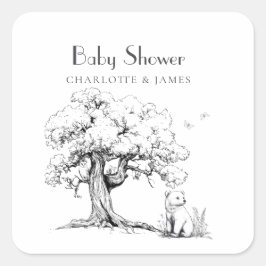 Adesivo Quadrado Chá de fraldas do Urso da Floresta Negra