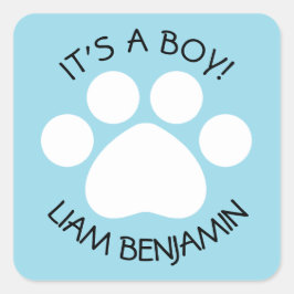 Adesivo Quadrado Chá de fraldas - É um menino - Tema de impressão d