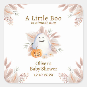 Adesivo Quadrado Chá de fraldas Fantasma do Pequeno Boo Boo Elegant