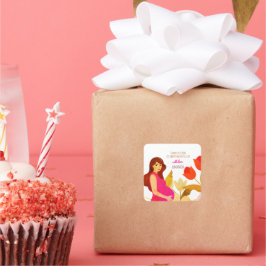 Adesivo Quadrado Chá de fraldas grávida da mãe