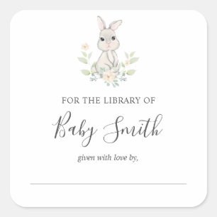 Adesivo Quadrado Chá de fraldas Marcador Woodland Rabbit Sticker